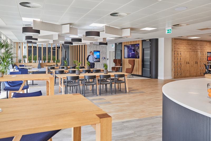 An image of an open plan area with seating at the Gleeds Nottingham office.